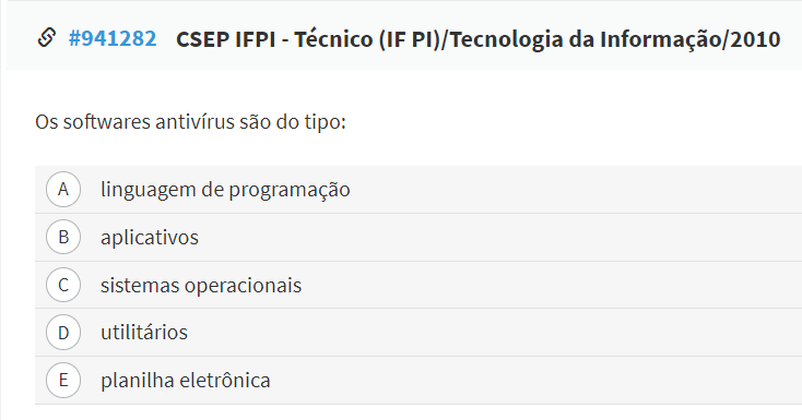 Questão: os softwares antivírus são do tipo